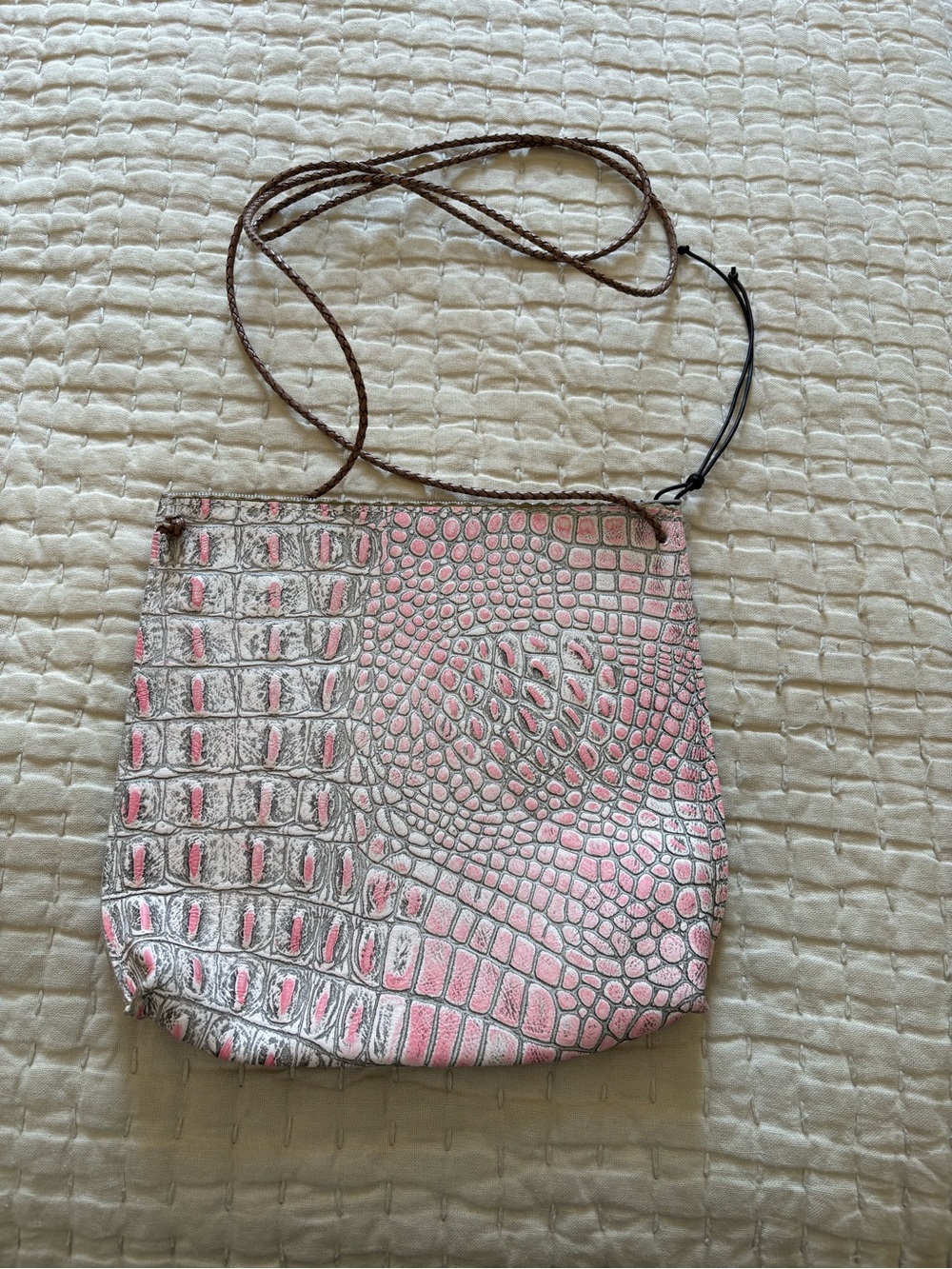 B. May Croc-Embossed Crossbody Bag